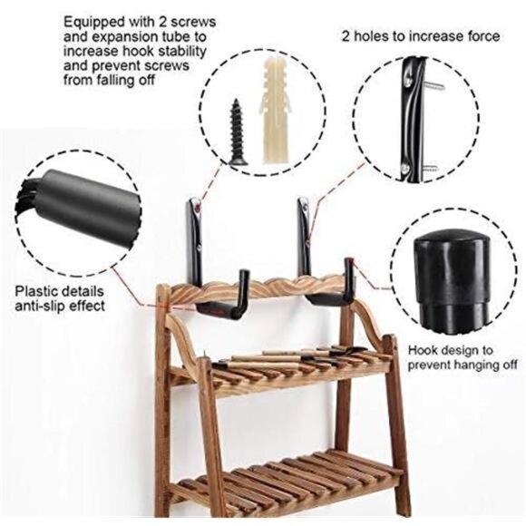 Heavy Duty 9" Arm Large Indoor Outdoor Storage Hooks Hangers with EVA Protector - Picture 6 of 8